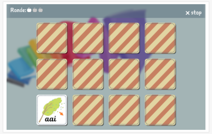 Memoryspel van het thema Klanken uitbreiding 1 van de app Nederlands voor kinderen